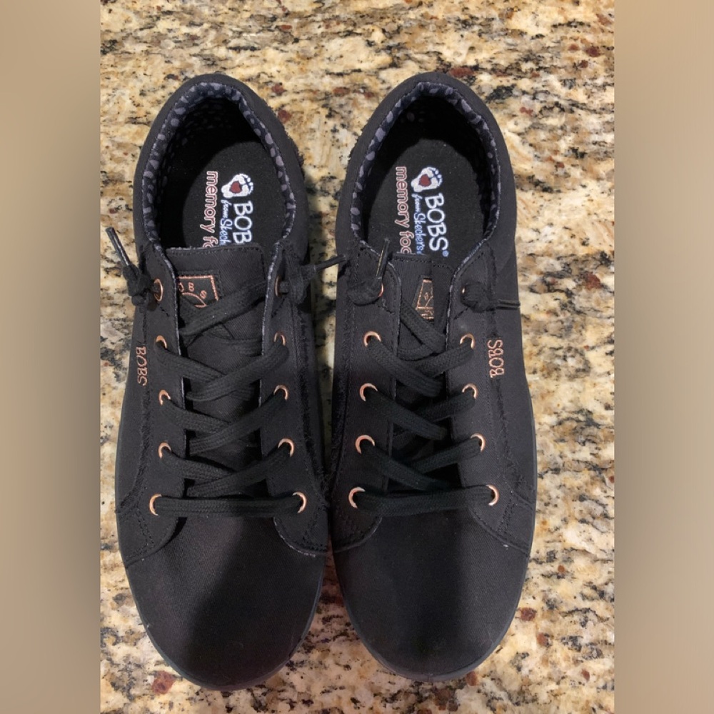 BOBS by Skechers Black and Gold Sneakers Size 9 New